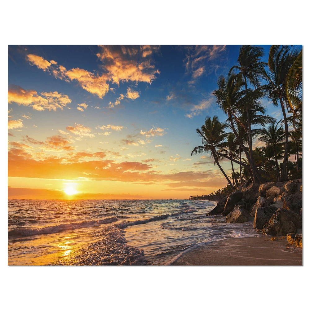 Designart - Paradise Tropical Island Beach with Palms