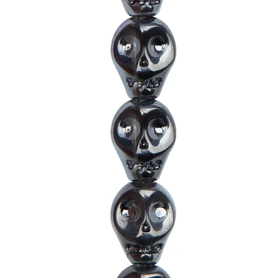 12 Pack: Black Glass Skull Beads, 10mm by Bead Landing™