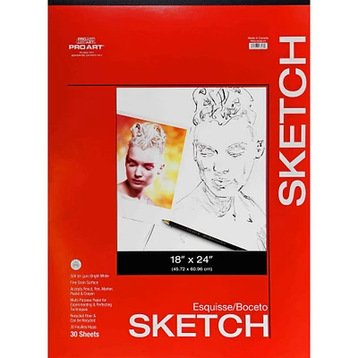 Pro Art® Taped Sketch Paper Pad, 18'' x 24'', 30 Sheets