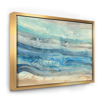 Designart - Ocean Mineral Waves - Nautical & Coastal Canvas in Gold Frame