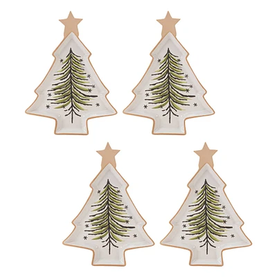 13.5" Ceramic Christmas Tree Tray Set 