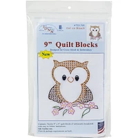 Jack Dempsey Owl on Branch Stamped White Quilt Blocks