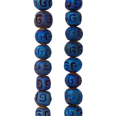 Blue Ceramic Round Beads, 8mm by Bead Landing™