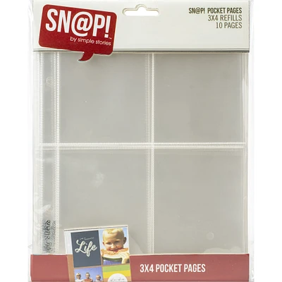 Simple Stories Sn@p!™ 3" x 4" Pocket Pages for 6" x 8" Binders, 10ct.