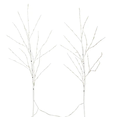 2 Pack 3ft. Pre-Lit Artificial White Birch Branches, Warm White LED Lights