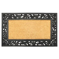 RugSmith Natural & Black Holly Trellis Molded Rubber & Coir Doormat