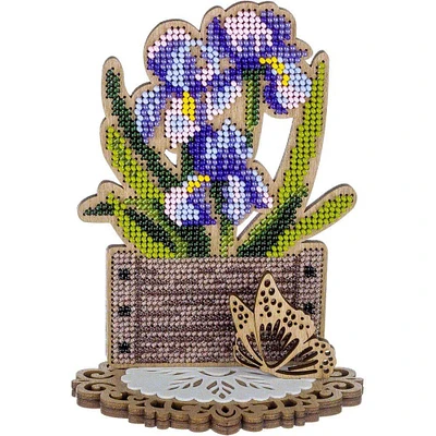 Wonderland Crafts Irises Bead Embroidery on Wood Kit