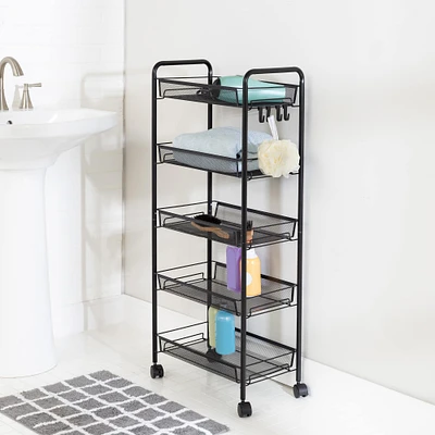 Honey Can Do Black 5-Tier Rolling Storage Cart