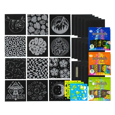 Art 101 Scratch Art Kits, 3 Packs of 11