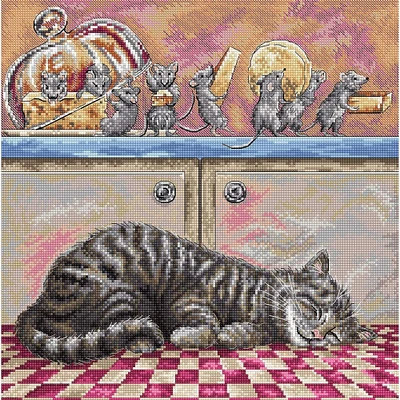 LetiStitch When the Cat Sleeps Counted Cross Stitch Kit