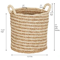 Household Essentials 19" Natural Decorative Wicker Basket with Handles