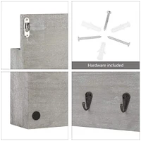 NEX™ Rustic Gray Wall Mounted Mail Holder & Organizer with 6 Key Hooks