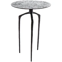 22" Gray Aluminum Geometric Textured Accent Table