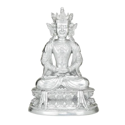 Silver Resin Bohemian Buddha  Sculpture, Set of  21" x 14" x 10"