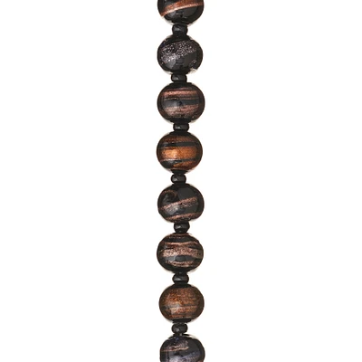 Black & Amber Lampwork Glass Beads, 10mm by Bead Landing™