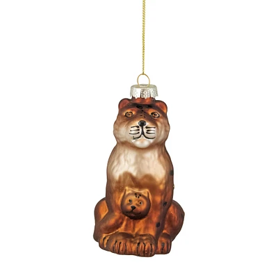 Orange & Black Glass Lion Ornament