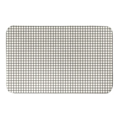 Designs Direct Dark On Light Grid Bath Mat, 34" x 21"