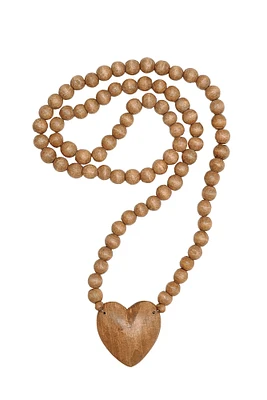 Hand Carved Wood Beads with Heart