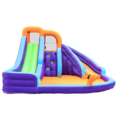 Salus Double Slide Water Park with Climbing Wall & Water Cannon