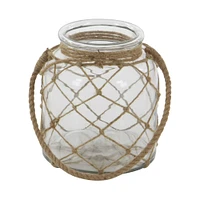 8" Glass Coastal Candle Holder Lantern