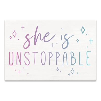 She Is Unstoppable 18" x 12" Canvas Wall Art