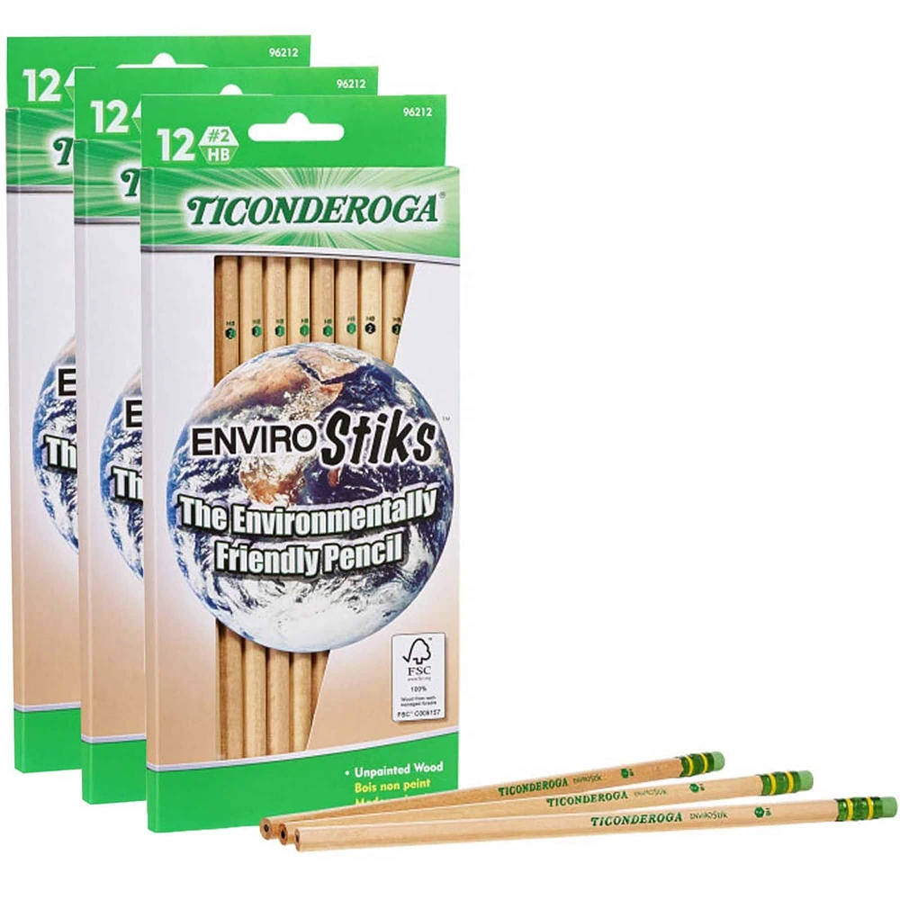 Ticonderoga® EnviroStiks™ #2 Soft Pencils, 3 Packs of 12