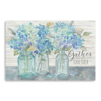 Farmhouse Hydrangeas In Mason Jars Gather Canvas Giclee