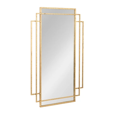 Hello Honey® 34.5" Gold Metal Wall Mirror with Reclaimed Wood Border