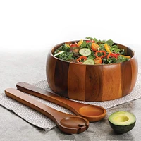 Gibson Home Laroda 3-Piece Brown Wood Salad Bowl Set