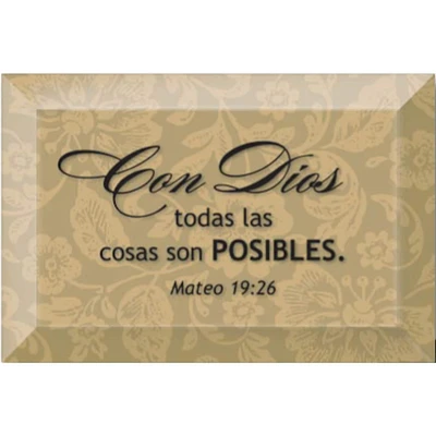 Con Dios Todas Las: With God All Things Glass Plaque with Easel