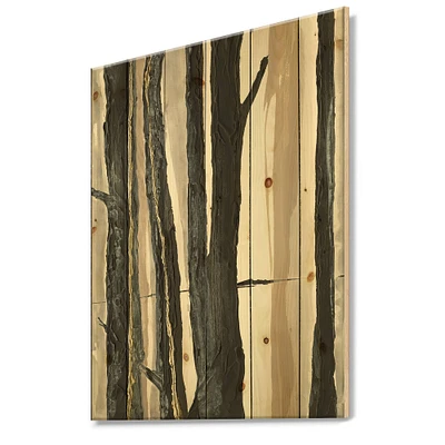 Designart - Forest Silhouette II - Modern Farmhouse Print on Natural Pine Wood