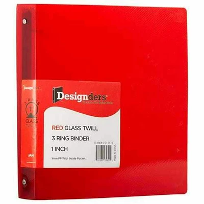 JAM Paper 1" Red Glass Twill 3-Ring Binder