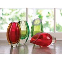 9.5" Red Cut Glass Vase