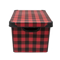 Simplify Checkered Black & Red Storage Tote Bin