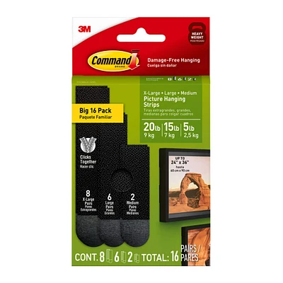 3M Command™ Black Picture Hanging Strip Mixed Pack