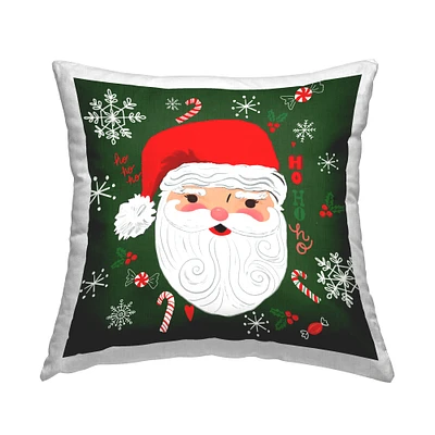 Stupell Industries Santa Claus, Snowflake & Candy Cane Throw Pillow