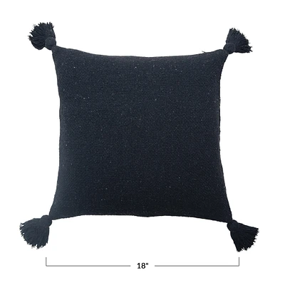 Recycled Cotton Blend Pillow with Tassels