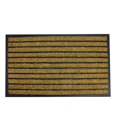 Black Rubber & Coir Striped Outdoor Rectangular Door Mat, 29.5" x 17.75"