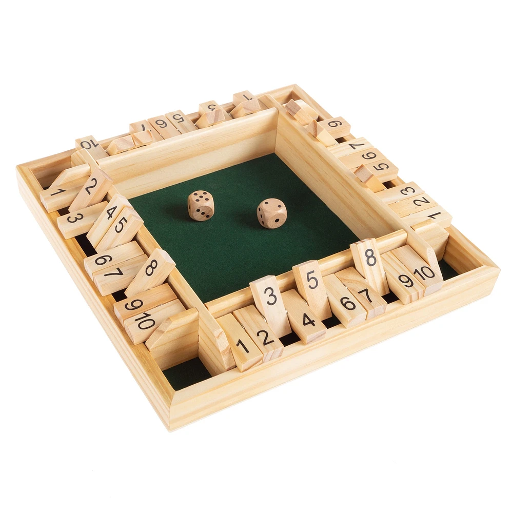 Toy Time 4-Player Wooden Shut the Box Game Set