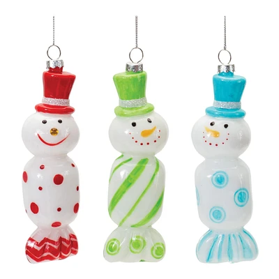 12ct. 6" Glass Snowman Candy Ornaments