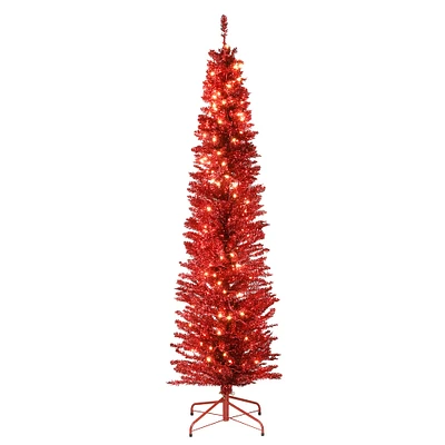 6ft. Pre-Lit Tinsel Artificial Christmas Tree, Clear Lights