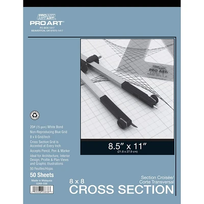 Pro Art® 8" x 8" Grid/Inch Cross Section Pad, 8.5" x 11"