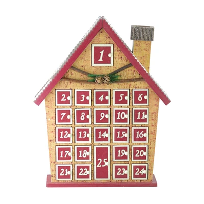 15" Red & Beige House with Advent Calendar Tabletop Decoration