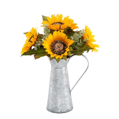 Flora Bunda® 13" Yellow Sunflowers in Watering Tin