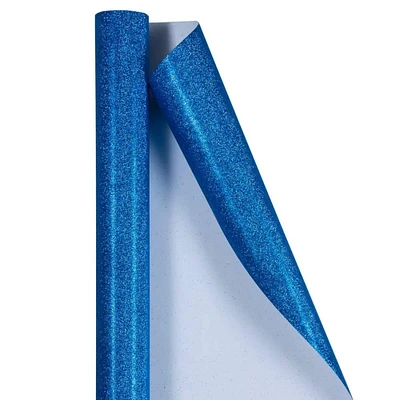 JAM Paper Royal Blue Glitter Gift Wrap