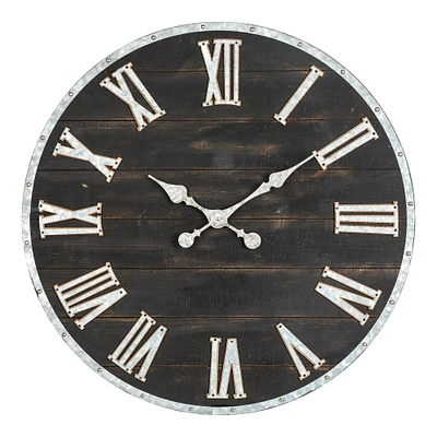 Glitzhome® 27.5" Oversized Farmhouse Wooden & Galvanized Wall Clock