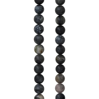 12 Pack:  Black Network Stone Round Beads, 8mm by Bead Landing™