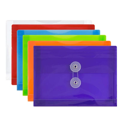 JAM Paper 5.5" x 7.5" Plastic Button & String Tie Closure Envelopes, 6ct.
