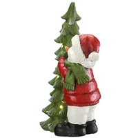 20" Lighted Snowman with Christmas Tree Figurine