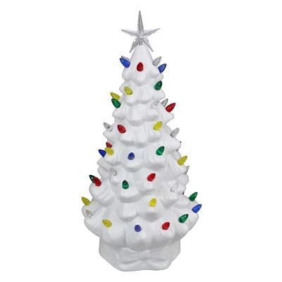 14.5" LED Lighted Retro Ceramic Christmas Tree